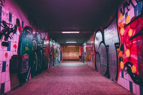 Free Images : subway, red, color, graffiti, art, corridor, urban area, tiled 3500x2333 ...