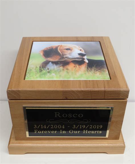 Pet Urn Dog Urn Pet Memorial Keepsake Box Cremation Urn Custom Photo Tile & Personalized Black ...