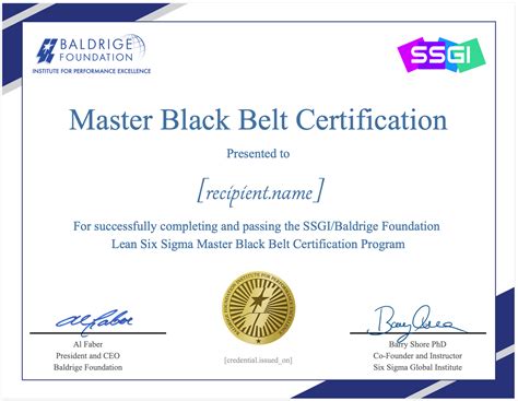 Baldrige Master Black Belt - Six Sigma Certification and Training | Lean Six Sigma