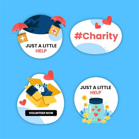 Free Vector | Hand drawn charity event labels template