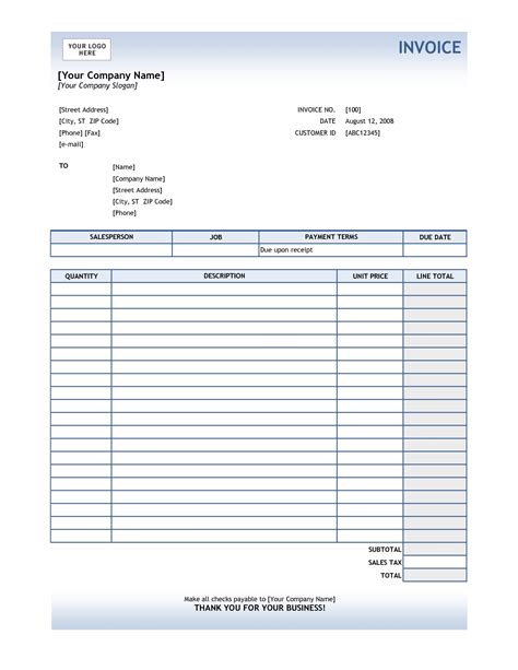 Invoice Templates For Excel * Invoice Template Ideas