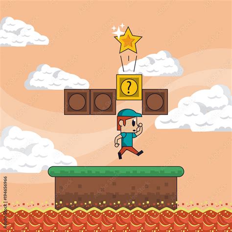 Pixelated game scenery vector illustration graphic design Stock Vector ...