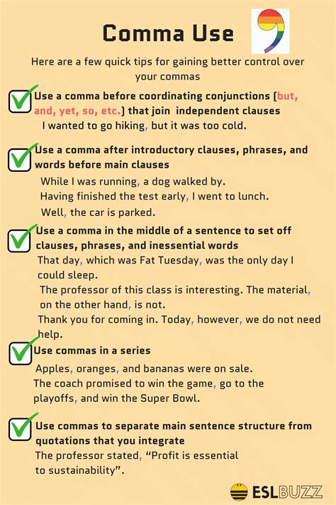 8 Rules for Using Commas Correctly! - ESLBUZZ