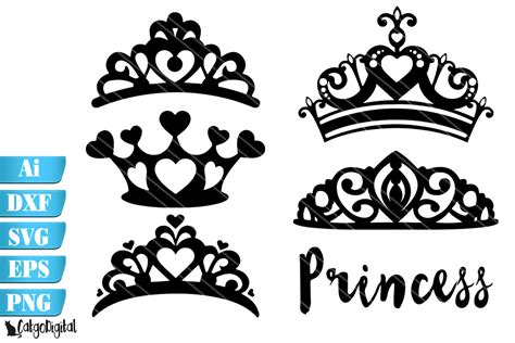 Princess Crowns Silhouette Crowns Graphic by CatgoDigital · Creative ...