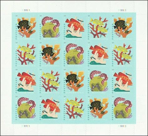 Coral Reefs Sheet of 20 Forever Postcard Stamps Scott 5366 | United ...