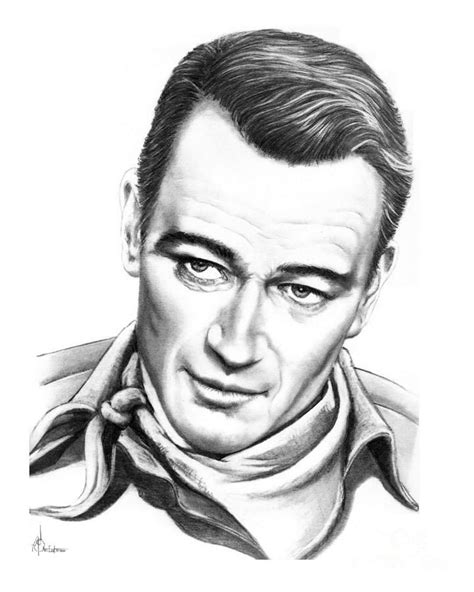 Drawings of Famous People, paintings,colored | John Wayne Drawing - John Wayne Fine Art Print ...