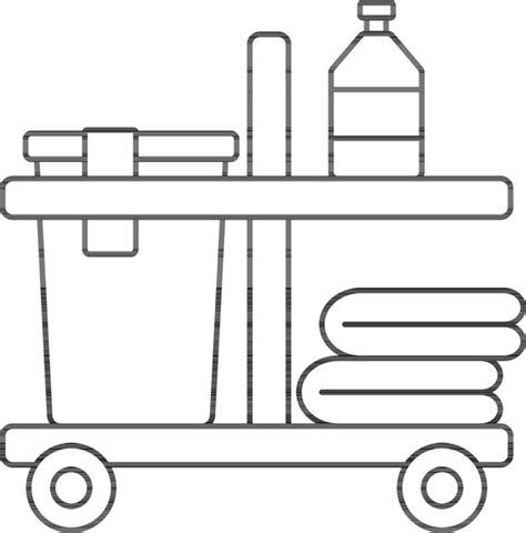 Illustration Of Janitor Or Cleaning Cart Icon In Line Art. 24472513 ...