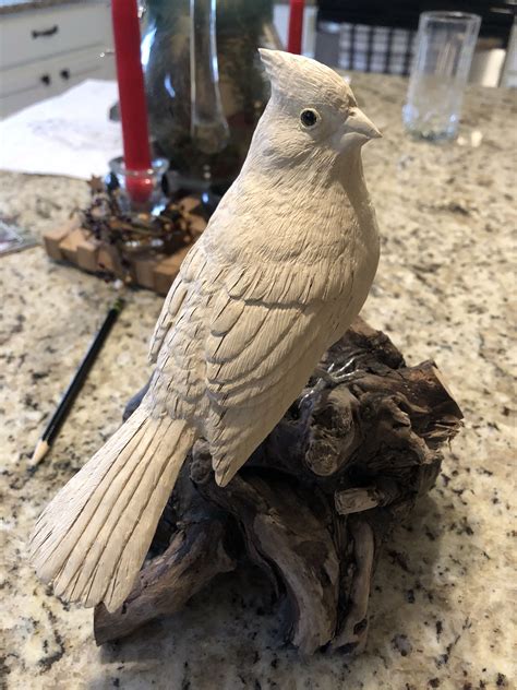 Cardinal woodcarving | Wood carving art sculpture, Wood carving art, Bird carving patterns