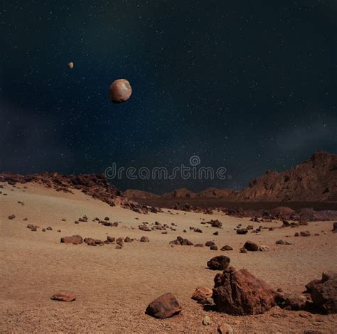 Moons Phobos and Deimos on the Sky Planet Mars Stock Image - Image of sandy, landscape: 174755993