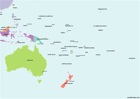 Printable Oceania Map