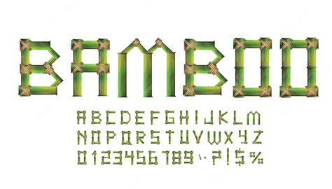 Premium Vector | Bamboo textured letters set exotic tropical vector font