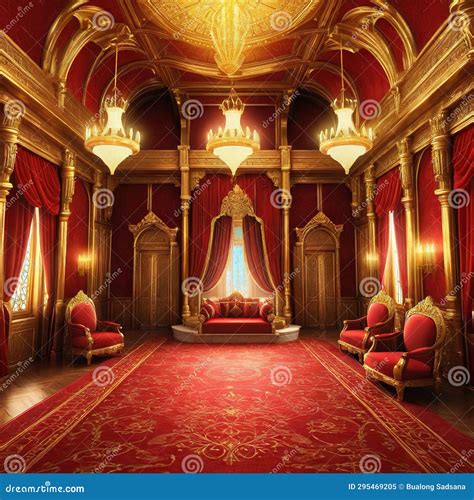 A Realistic Fantasy Interior of the Royal Golden Red Castle Fiction ...