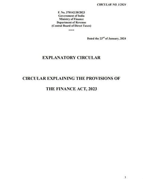 Finance Act 2023 : Amendments of the Income Tax Act 1961 – CBDT ...