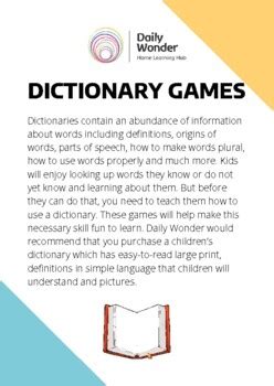 Dictionary Games by Daily Wonder | Teachers Pay Teachers
