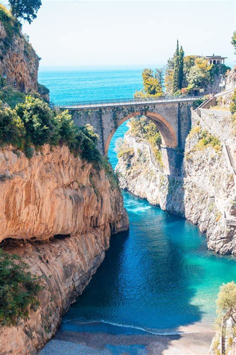 Famous Fiordo Di Furore Beach Seen from Bridge. Stock Image - Image of landmark, europe: 156033099