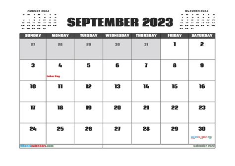 Free Calendar September 2023 Printable