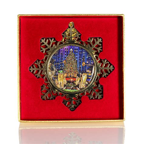 Rockefeller Center Christmas Tree Snowflake Metal Ornament 4 inch w Gold Gift Box. Christmas in ...