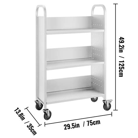 Book Cart Library Cart 200lb Capacity With L-shaped Shelves In White ...