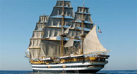 The ship Amerigo Vespucci at the port of Naples