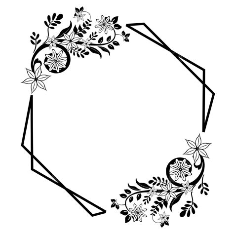 Hand Drawn Floral Border Black And White Elegant Decoration Free Vector, Black And White Art ...