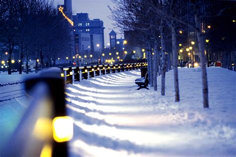 Wallpaper : lights, city, night, snow, winter, evening, Canada, Montreal, Freezing, light ...