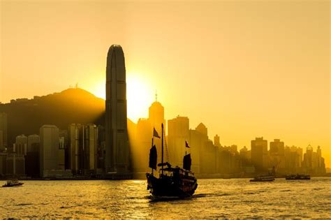 Premium Photo | Hong kong skyline in sunset