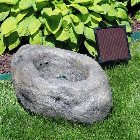 Sunnydaze Stone Pond Solar with Battery Backup LED Outdoor Fountain - 9-inch - Walmart.com ...