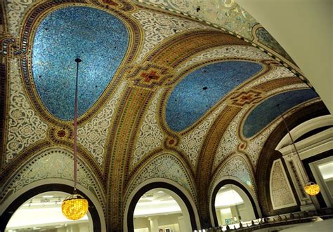 Mosiac ceiling and lamps, blue and ornate, Macy's, Chicago… | Flickr