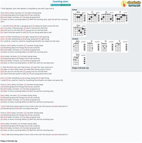 Chord: Counting stars - tab, song lyric, sheet, guitar, ukulele | chords.vip