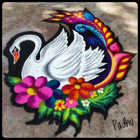 New swan rangoli design beautiful swan rangoli designs amazing kolam ...