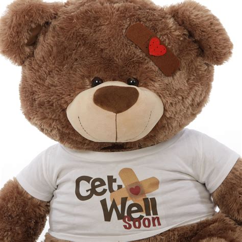 Adorable Big Get Well Soon Teddy Bears in 3 colors with custom shirt and bandage 35in