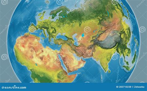 Globe Centered on Azerbaijan. Topographic Map Stock Illustration ...