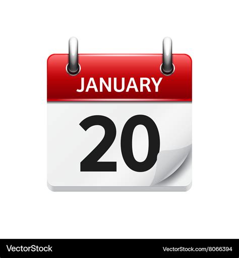 January 20 flat daily calendar icon date Vector Image