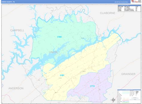 Union County, TN Wall Map Color Cast Style by MarketMAPS