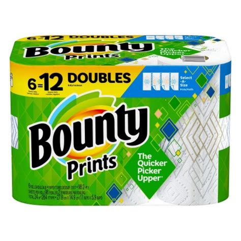 Bounty Prints Select-A-Size Double Roll Paper Towels, 6 rolls - Kroger