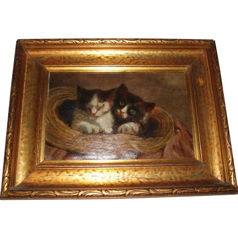 Antique Oil Painting of Kittens Cats : In Love With Antiques | Ruby Lane