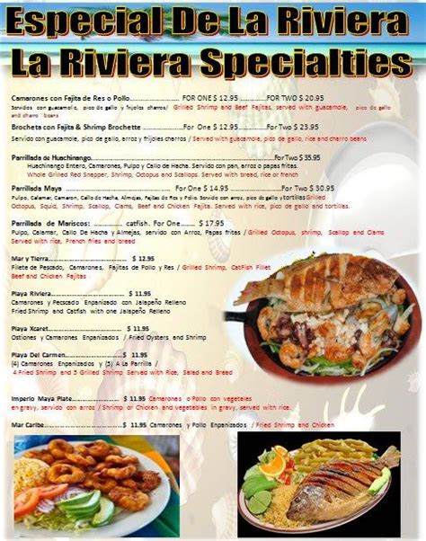 Menu at La Riviera Restaurant, Oklahoma City