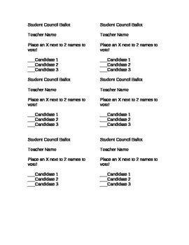 Student Council Ballot *easy to modify* by Allison Wolff | TPT