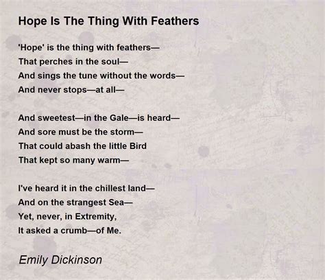 Hope Is The Thing With Feathers Poem by Emily Dickinson - Poem Hunter