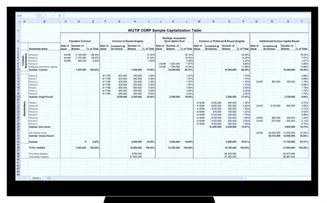 Startup Cap Table Template