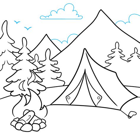 How to Draw a Camping Scene - Really Easy Drawing Tutorial