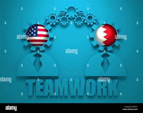 Image relative to politic and economic relationship between USA and Bahrain. National flags in ...