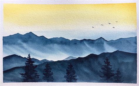 Simple mountain range : r/Watercolor