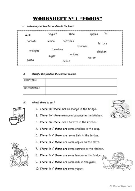 Count and non count nouns: English ESL worksheets pdf & doc