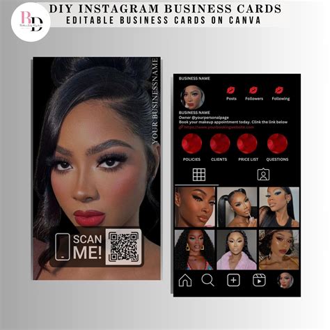 DIY Instagram QR Code Business Cards Makeup Artists Glam - Etsy Australia