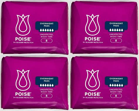 Poise Pads Overnight 8 Pack [Bulk Buy 4 Units]