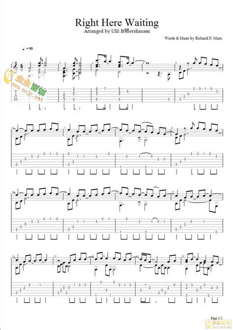 Right Here Waiting by Richard Marx Guitar Tabs Chords Sheet Music Free ...