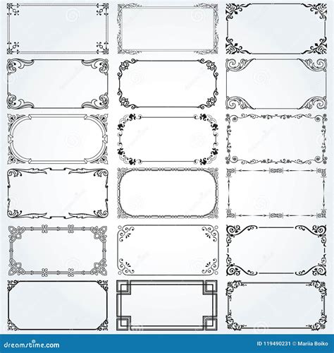 Decorative Rectangle Frames and Borders Set Vector Stock Vector - Illustration of rectangle ...