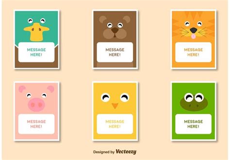 Friendly Animal Characters Card Template Vectors 90939 Vector Art at Vecteezy