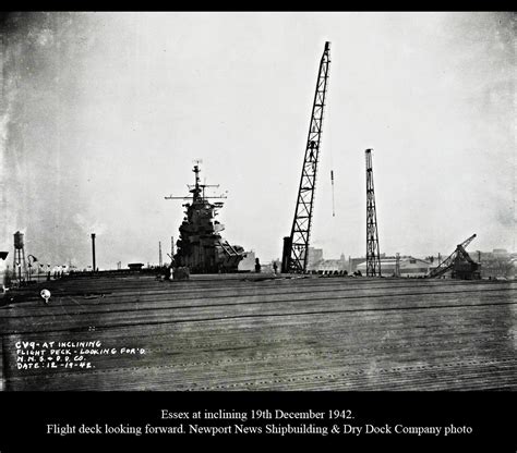 Asisbiz CV-9-USS-ESSEX 9,USS,Essex,just,after,launch,at,Newport,News,Shipbuilding,July,31st,1942